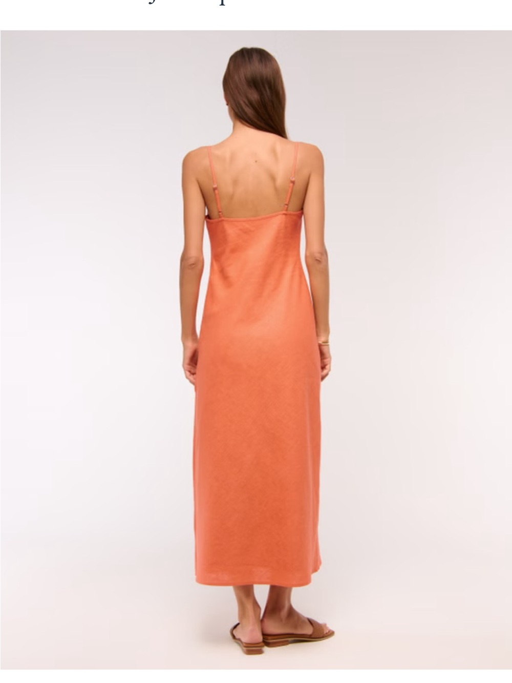 NWT Abercrombie & Fitch Linen-Blend Slip Midi Dress - Picture 2 of 9